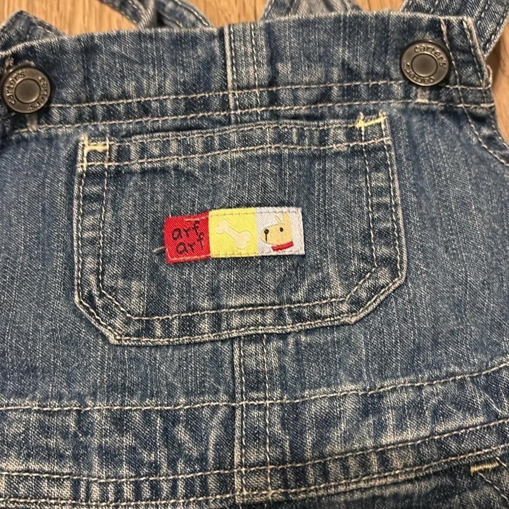 Vintage Carter's Blue Denim Overalls with Embroidered Design